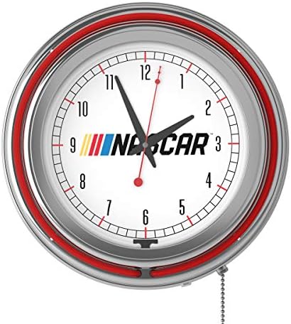 NASCAR Chrome Double Rung Neon Clock