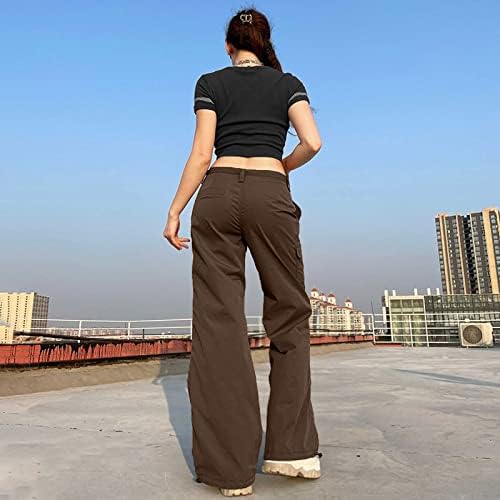 Calças de carga de cintura baixa feminina Casual cor sólida harajuku vintage y2k Low Rise Baggy Jogger relaxado calças de filtragem