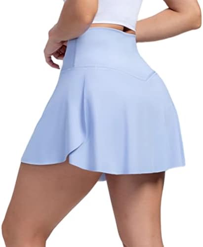 Saias de tênis para mulheres crossover de cintura alta plissada skort shorts esportivos esportivos de esporte com bolso