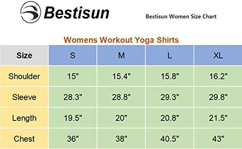 Bestisun fofo treino de manga comprida, camisas de camisetas atléticas de ioga de yoga tops para mulheres