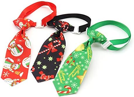 Elementos de Natal Pet Puppy Dog Laços com colarinho ajustável, Qkurt 8 pacotes X-mas Charms laços para gatos pequenos