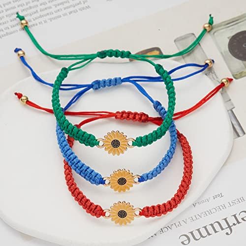 2 PCs Braceletes boêmios de girassol bohos boho amizade pulseiras feitas de corda de girassol com corda de girassol artesanal