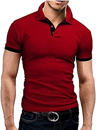 Wenkomg1 algodão mistura camisas de pólo de manga curta para homens, esportes atléticos exercícios fitness slim contrast