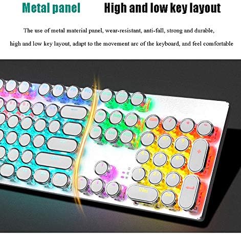 ZXJ Teclado Mechanical LED LED Teclado para jogos com interruptores azuis, 104 teclas anti-Ghosting com painel superior de metal