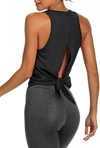 Bestisun Open Back Workout Tops for Women Backless Workout Shirts for Women Treat Back Yoga Tank for Women