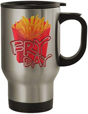 Médio da estrada Fry Day 338 - Um bom humor engraçado de 14oz de caneca de viagem de prata