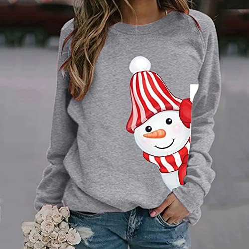 Christmas Womens Tops RENEDER Papai Noel Snowman Snowneckneck Pullover de pullocação de manga longa Camisetas de tamanho grande