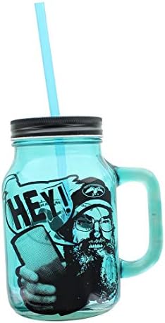 Comandante de pato Si Hey 16oz Blue Mason Jar caneca com palha