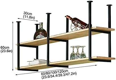 Prateleiras de vinho BKGDO, prateleira de teto rack de vinho montado no teto, prateleira de teto industrial de duas camadas