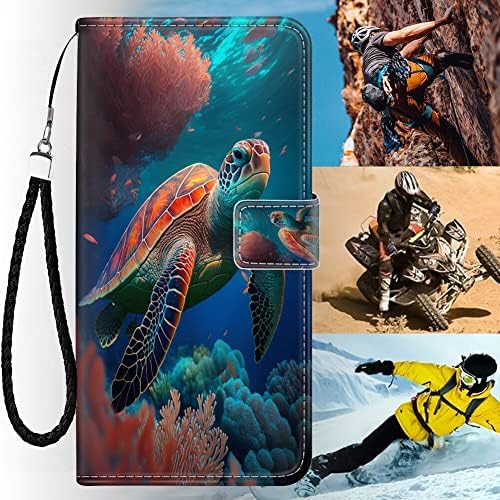 Caso da carteira Xioolia para Samsung Galaxy Note 10 com Tartaruga marinha fofa Art-01 Soft TPU Solder de couro Flip Kickstand