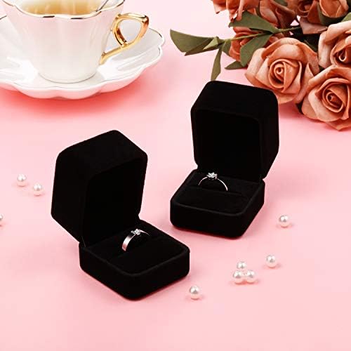 HiCarer 4 peças Caixas de breol de anel de veludo caixas de jóias de jóias para noivado de casamento aniversário de aniversário