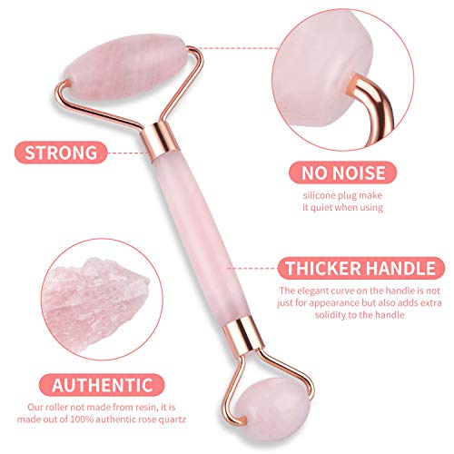 Suibobo Skincare Beauty Pink Rose Quartz Real Crystal Gem Stone Mármore Cuarzo Gelo Jade Cold Jade Facial Facial Roller Massager