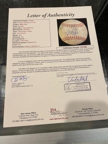 Mike Trout Los Angeles Angels Game usado Baseball Assinado JSA Full 982 - Bolalls autografados