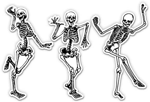 Adesivo de esqueletos de dança - adesivos de laptop de 3 - vinil impermeável para carro, telefone, garrafa de água - Decalques de dança de esqueletos engraçados