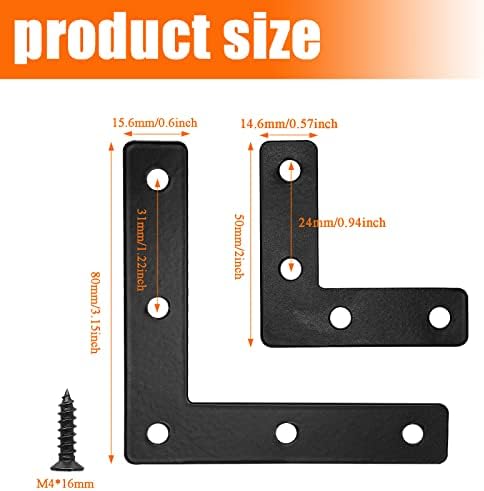 Bráccitos de canto lixo L de Tamanho Waziaqoc 2, 50x50mm e 80x80mm cada 10pcs, suportes de canto de aço inoxidável.