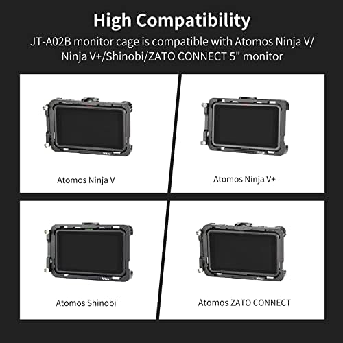 Nitze Cage para Atomos Ninja V/Ninja V+/Shinobi/Zato Connect Monitores com Sunhood, grampo de cabo HDMI e trilho NATO