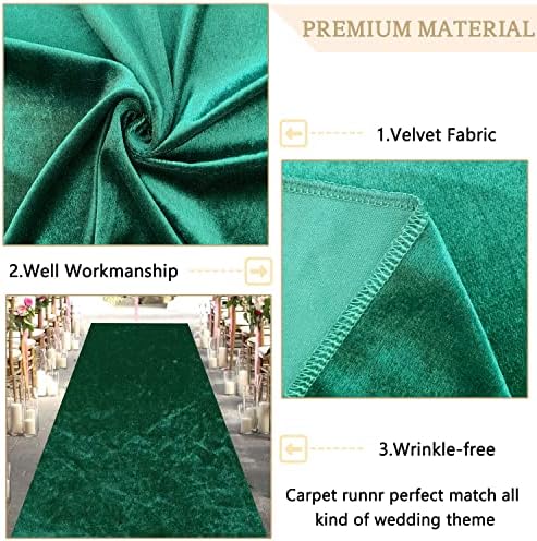 Modfuns Aisle Runner para cerimônia de casamento ao ar livre 2ftx15ft Emerald Green Runway Carpet para festas Velvet