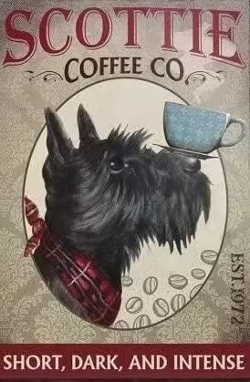 Scottie Dog Metal Tin Sign Scottie Coffee Co. Funny Poster Cafe Restaurant Room de estar da cozinha banheiro casa Arte de