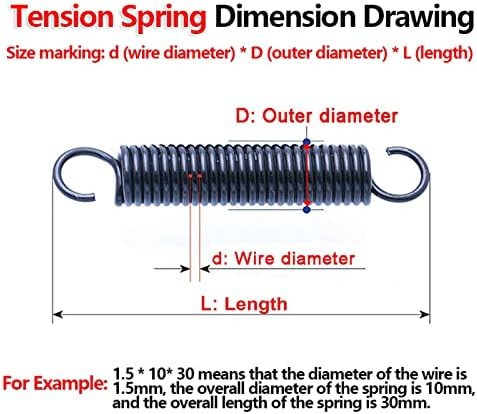 OGENDE 1 peça mola de tensão Grilhas grandes diâmetro de arame 3,5 mm diâmetro externo 36 mm Comprimento 100 mm - 500 mm 3,5