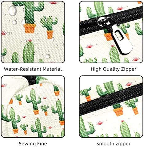 Cactus em vasos de plantas e florals case lápis estudante papelaria bolsa zíper bolsa de maquiagem de maquiagem de cosméticos para