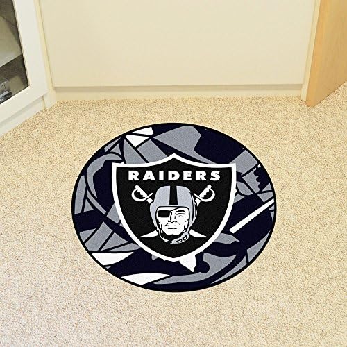 Fanmats 23342 Las Vegas Raiders Roundel Rug - 27in. Design Xfit de diâmetro