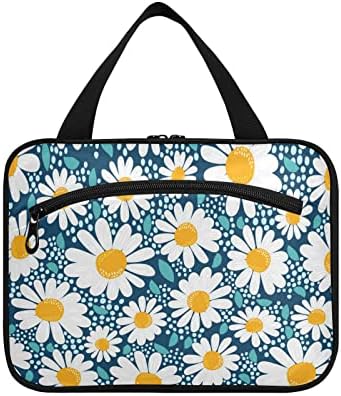 Vnurnrn Daisy Floral Viagem Bolsa de higiene pessoal para homens pendurados Bolsa de maquiagem Bolsa de cosmética portátil