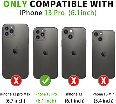 FYY Compatível com o iPhone 13 Pro Case, [Recurso do Kickstand] Capa de fólio de carteira de couro PU de luxo com fólio