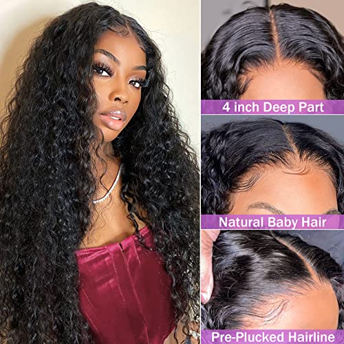 Peruca de encerramento de renda de onda profunda peruca molhada e ondulada perucas dianteiras para mulheres negras cabelos humanos