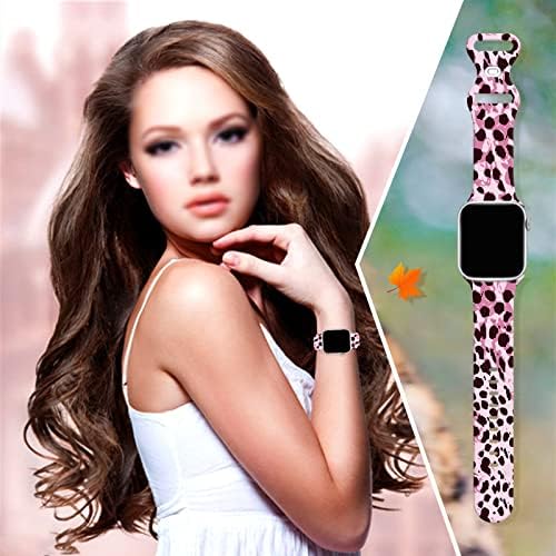 Tupclusdm Compatível com Apple Watch Band Silicone Leopard, Fish Scale Pattern New Print Design Series para Apple Watch 38mm 40mm 41mm/42mm