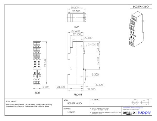 OMRON P2RF-08-S GERAL DO FIENTO GERAL, montagem de pista/superfície, terminal de grampo sem parafuso, para uso com relés