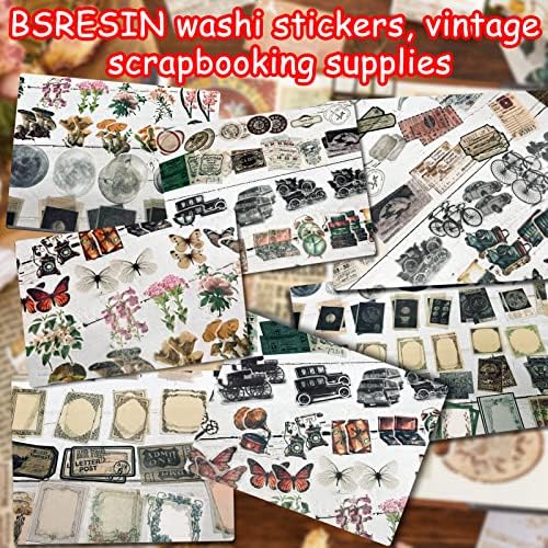 BSRESIN 280pcs adesivos de scrapbook vintage, vários sucessos de scrapbooking de forma de scrappista de scrapties Washi para