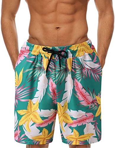 Thorts de tábua de verão zddo para homens folhas havaianas estampas florais troncos de natação soltos shorts de praia