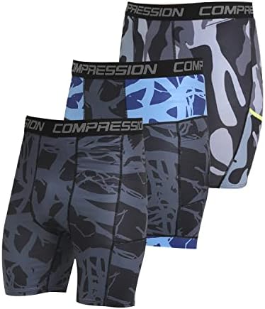 Shorts de compressão masculinos do dmngup 3 com bolso executando spandex curto atlético para academia masculina, treino, ciclismo,