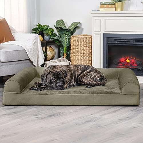 Furhaven xxl Ortopédico Cão de cães FALA FAUX E SOFE VELVET ESTILO COM TAPA REMOVÍVEL LAVABLE