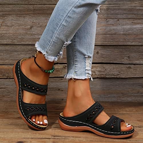 GUFESF Sandálias fofas para mulheres, Women Wedge Sandals Arch Apoio Slip On Orthopedic Flip Flip Sandals Shoes Walking Shoes