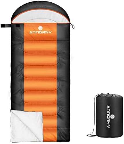 Bolsa de dormir Anngrowy acampamento sacos de dormir para adultos crianças clima frio 0 grau Saco de dormir leve de saco
