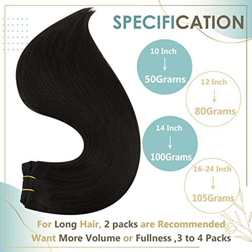 Full Shine 24+20 polegadas Total 2 pacotes 210g 1b Off Black Sew in Hair Extensions