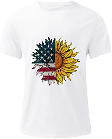 lcepcy 4 de julho camisas de novidade para homens bandeira americana estampada na tripulação de manga curta t shrits