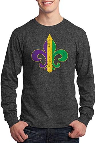 Threadrock masculino mardi gras fleur de lis t-shirt de manga longa