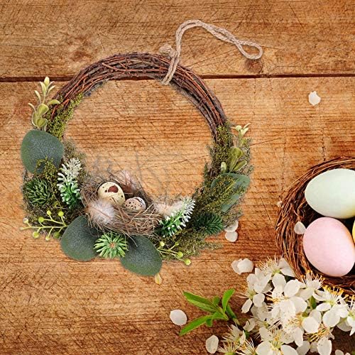Pretyzoom Páscoa grinaldas com ninho de pássaro artificial ovos de primavera Porta de primavera Floral Decoração de