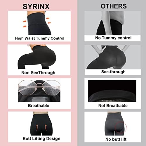 Syrinx 7 Pacote de altas perneiras de cintura para mulheres - calças de ioga de controle de barriga macia amanteigada para corrida de
