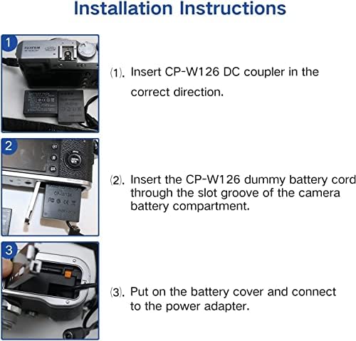 Hy1C NP-W126 Bateria fictícia para Fuji X100F X100V XS10, CP-W126 DC Adaptador de energia CA Kit para Fujifilm Xe3 XT30 XT1 XT2