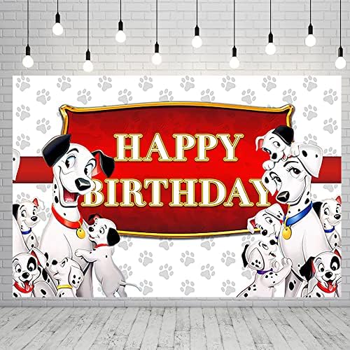 Branco 101 Dalmatians Dogs Backdrop para Festas de Festa de Aniversário 101 Banner de Cães para Decorações de Partes