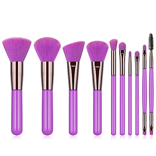 Pincéis de maquiagem premium de jerclity 10pcs define kabuki blush pincel pó solto pincel olho mate pincel pincel pincel pincel