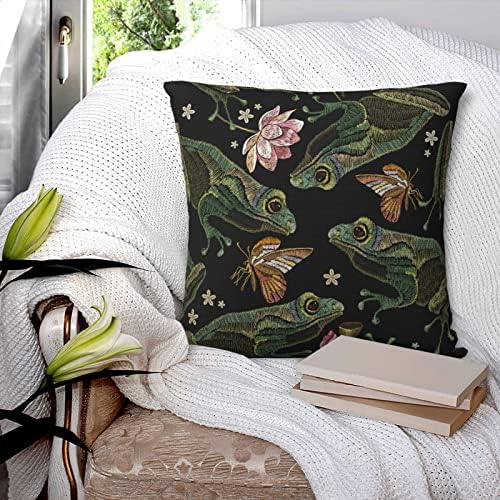 Duduho Cozy Trow Pillow Capa Flores de Lótus vintage Flores de lótus e travesseiros quadrados decorativos de borboleta Caixa de