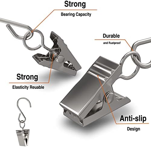 Clipes de cortina de 50pcs com ganchos S para pendurar luzes de corda de festa de festas de arame externo cabide ganchos de calha,