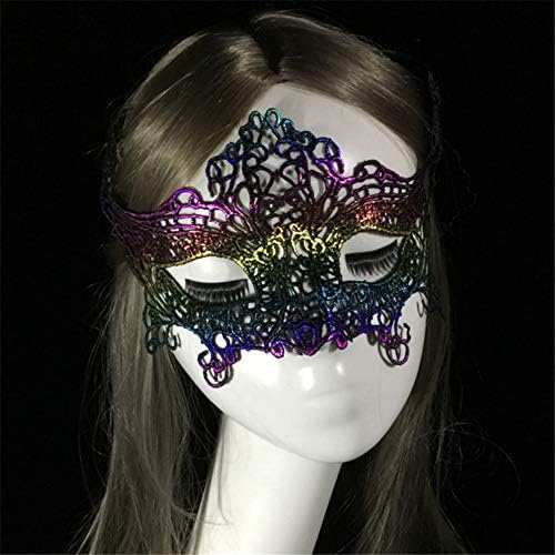 Máscara de renda em cor de raposa, fita de algodão, máscara de renda multicolorida, máscara ocular oco sexy do Halloween,