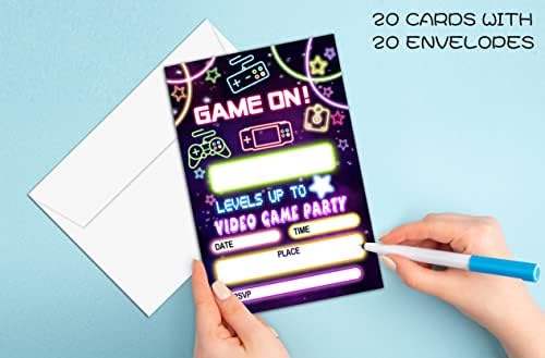 Cartões de convite de festa de aniversário para adolescentes, festas de videogame, convite de festa para meninos, celebração