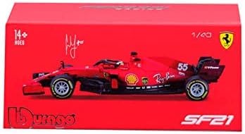 Bburago B18-36828S 1:43 F1 2021 Ferrari SF21 com capacete Sainz, cores variadas