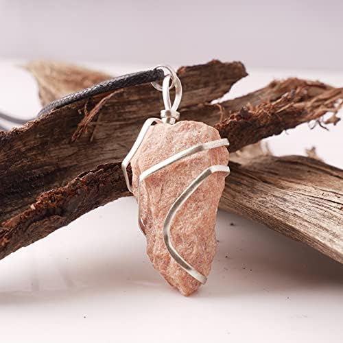 Peach Moonstone Crystal Colar Pinging - Pedras de chakra feitas à mão - Presentes de jóias espirituais para homens e